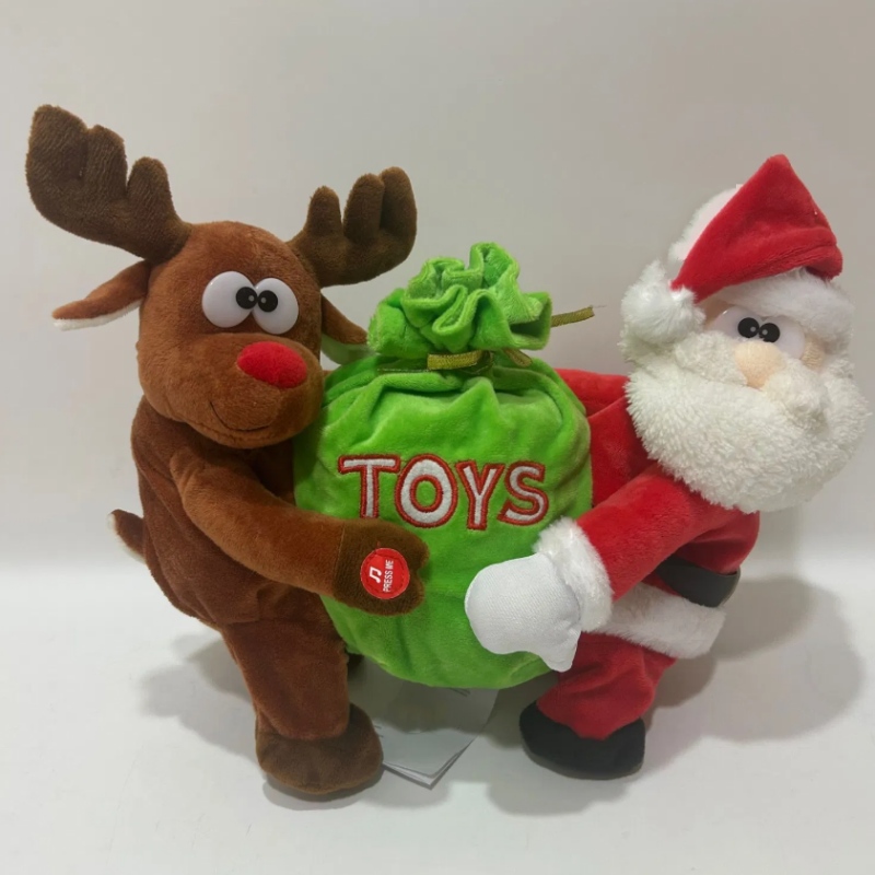 Hot Selling Musical Dancing Plush Walking Singing Santa Reindeer Electronic Interactive Animated Kids Toys Gift