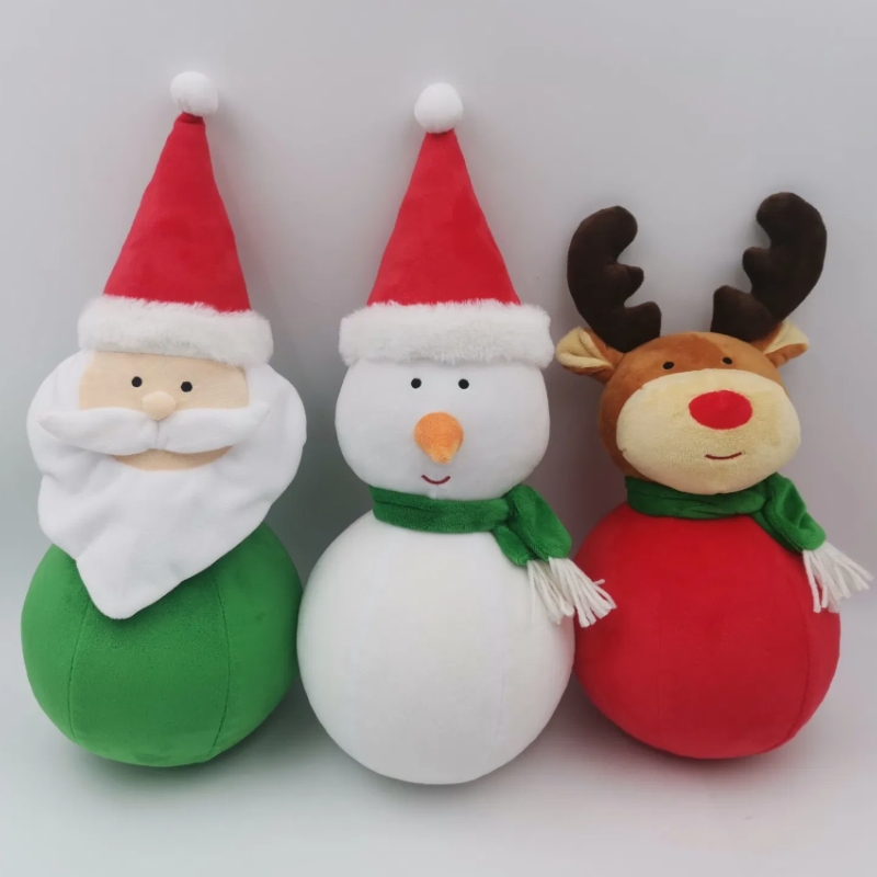 Three Christmas Ball Snowman Stuffed Toy