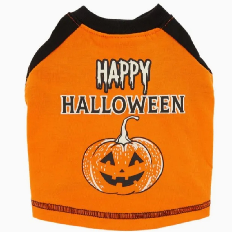 Orange Black Series Halloween Creative Short Sleeved Pet Clothing